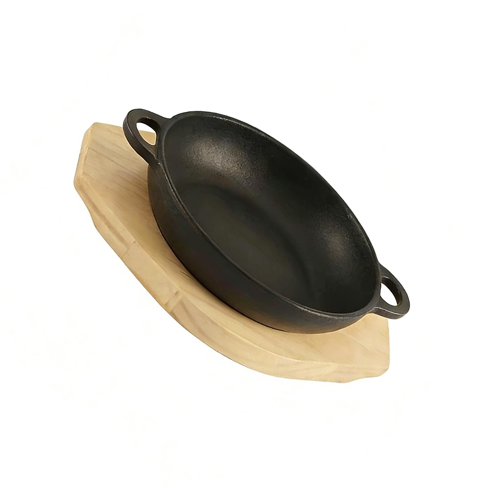 APGLSXY Of 1 Round Wrought Iron Fajita Extent with Double Pulls and Wood Base for Perfect Baking Roasting and Grilling Conclusions Round Wrought Iron Extent