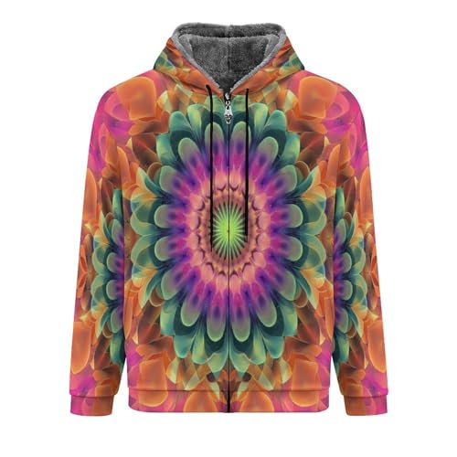 Sweat à capuche en polaire pour homme zippé et manteau thermique chaud imprimé