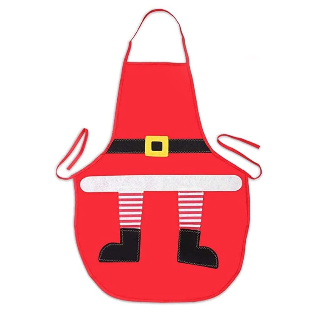 Uten Delantal de Navidad, Delantal de Cocina, Decoración de Navidad, con Bolsillos, Color Rojo, Resistente al Agua para Cocinar, Manualidades, Barbacoas, Fiestas