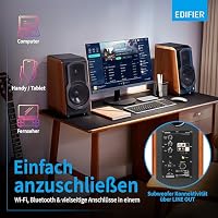 Edifier S1000W WiFi Lautsprecher mit Bluetooth, digitalen und analogen Eingängen Funktioniert mit Amazon Alexa, Apple AirPlay 2, Spotify, Tidal und noch mehr. – Ansicht 6