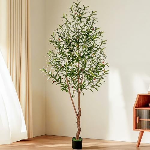 VIVATREES 7FT Olive Tree Artificial Indoor, 84in Tall Faux Olive ...