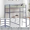 Heavy Duty Metal Loft Bed Frame, Space Saving Loft Bed with Safety Rails & Built-in Ladder for Kids, Teens, Adults, College Dorm, Studio Apartment, (Gray, Twin)