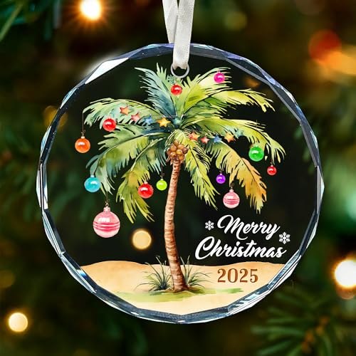 Palm Tree Christmas Ornament - Coastal Beach Ornaments for Christmas Tree, Ocean and Beachy...