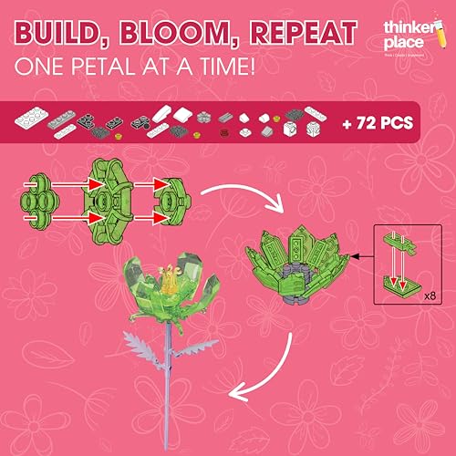 Image of STEM Epiphyllum Flower Building Blocks Set (72 Pcs, 12-in-1) | DIY Flower Pen Stand Kit for Kids 6+ Years (Boys & Girls) | Creative Craft & Learning Toy | Ideal Gift for Kids