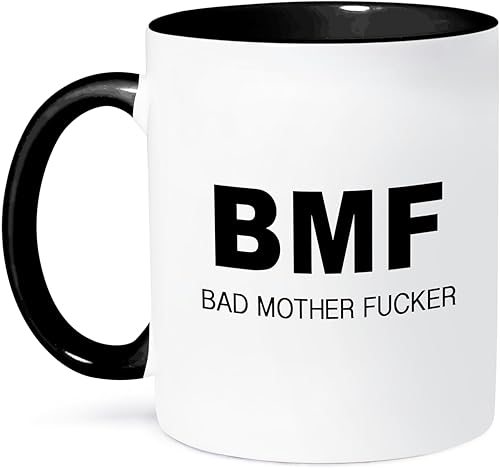3dRose BMF BAD MOTHER FUCKER - Taza de dos tonos, 11 onzas, color negro