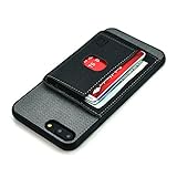 Dockem Flip Wallet Case for iPhone 8 Plus & 7 Plus; Synthetic Leather and TPU Bumper Wallet Case with Flap Kickstand and Textured Twill Canvas Styling, Elastic Slot for Multiple Cards: