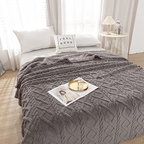 Sherpa Fleece Throw Blanket-3D Stylish Design, Super Soft,Fluffy,Warm,Cozy,Plush,Blanket For Bed, Sofa, Camping, Travel And Cold Nights - Lightweight Blanket (Charcoal Grey, 1 Layer 60" X 80") #TOP3