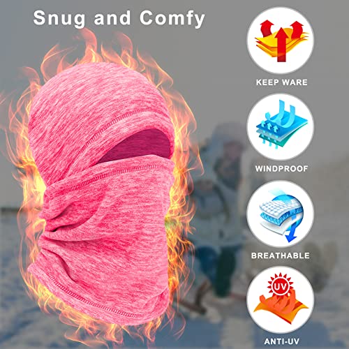 mysuntown Winter Balaclava Ski Mask, Tactical ski Full Face Cover Neck Warmer Hats Scarf for Men Women for Cold Weather (Pink)