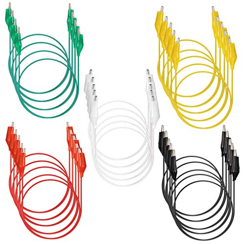 Sumnacon 20 Pcs Insulated Alligator Clip Test Leads Set - 5 Colors 3A Double-Ended Alligator Clip Test Leads Wire with Insulators Clips, Flexible Test Cable for Electronic, TestiIng