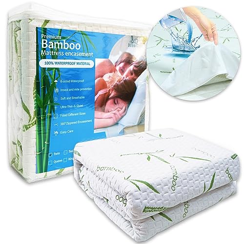 BUBBESHEEP 360 Zippered Bamboo Mattress Protector - 100% Water Proof, High Elasticity, Soft, Safe, Breathable, Thick, Good Look, Washable, Cost-efficient, Long-Life (California King)