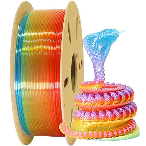 Image of MIKA3D Clear Rainbow Fast Color Change Multi Colored PLA 3D Printing Filament, Widely Fit for 3D Printer, 1.75mm Color Change Gradually Random Quickly PLA, 1KG 2.2LBS Transparent Multicolor