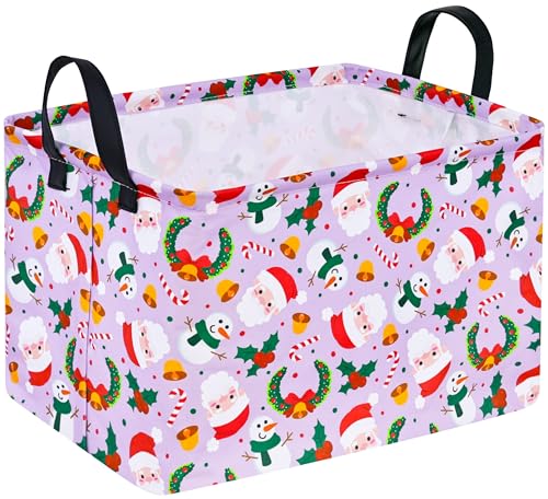 Image of Rectangular Christmas Basket Storage Bin Collapsible Nursery Hamper Book Shelf Basket Xmas Party Box