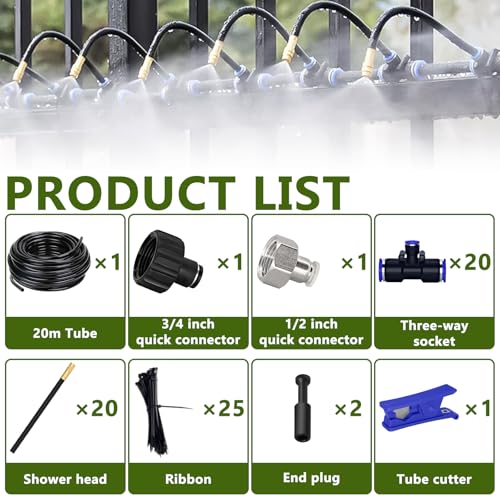 65.6FT/20M Drip Irrigation System, 360° Bendable Irrigation System for Garden, Garden Watering System with Quick Connector and Adjustable Nozzles, Drip Irrigation Kit for Greenhouse, Yard, Plants — view 2