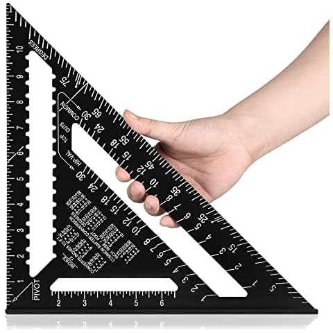 Beslands Aluminum 12-inch Rafter Square Carpenter Measuring Layout Tool Alloy Metal Triangle Ruler Imperial Protractor for Woodworking and Carpentry Cover