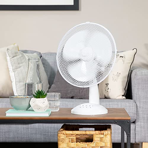 Russell Hobbs 12" Inch, Lightweight, Portable Desk Fan, 3 Speeds, Wide-Angled Oscillation, Powerful Airflow, Quiet Operation, Perfect for Bedroom or Office, White - RHPDF1221 - Image 3