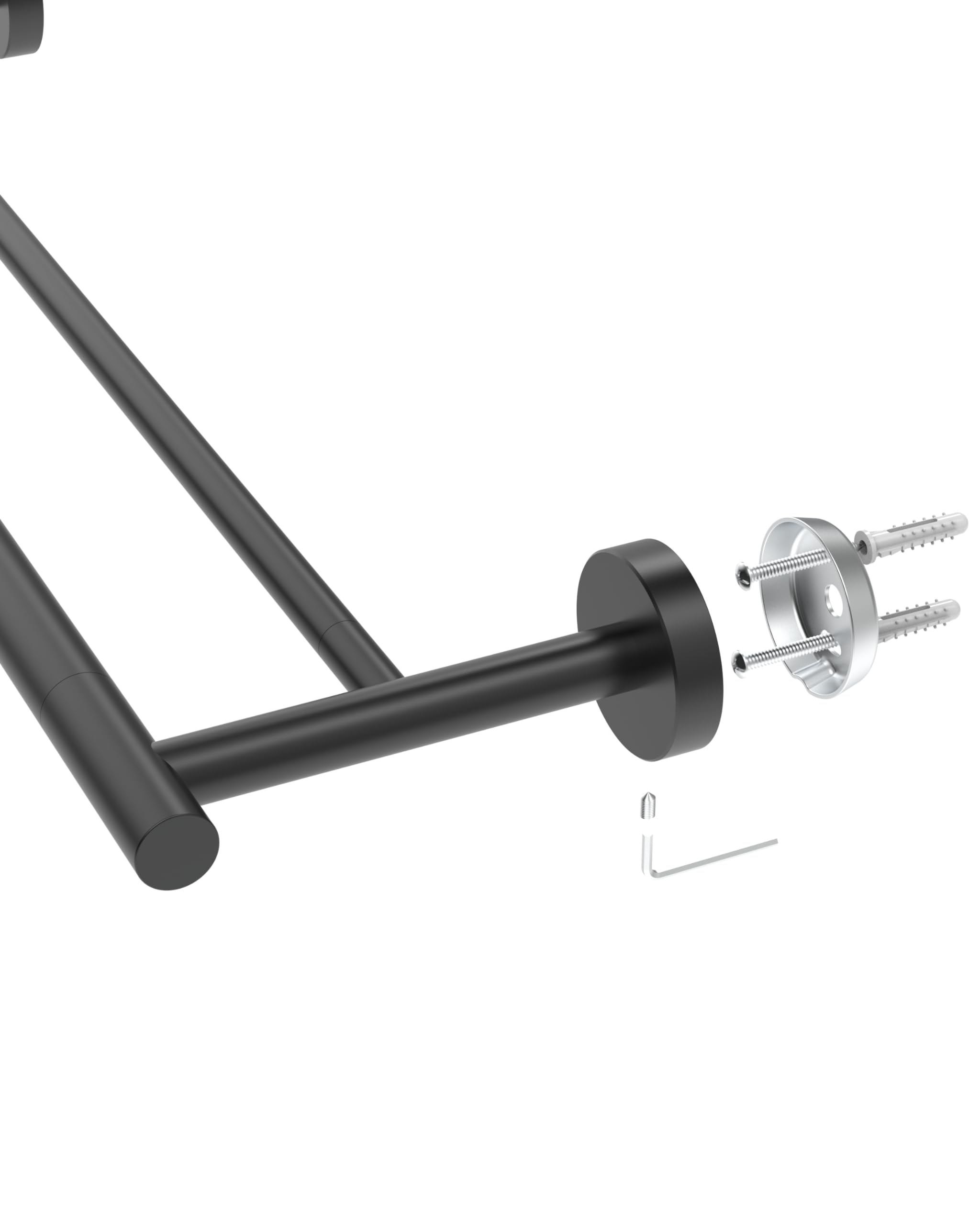 Portasciugamani da bagno nero opaco con 2 barre rotanti a 180° - acciaio inossidabile SUS304