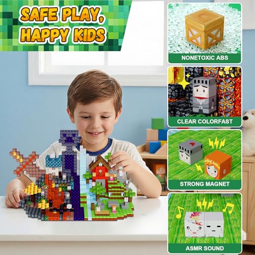 Mileonaim 200PCS Magnetic Blocks Building Toys for Kids - 0.8in Magnet Cubes Portal Theme Toddler Toys, STEM Preschool Educational Sensory Construction Set, Birthday Gifts for Boys Girls Age 3-8 — view 4