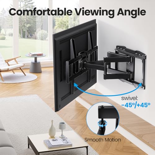 USX STAR UL Listed Full Motion TV Wall Mount Bracket for Most 37-90 inch TVs, Swivel Tilt Extension Level TV Mount, Max VESA 600x400mm, Holds up to 132lbs & 16" Wood Studs with Hole Drilling Template - Image 5