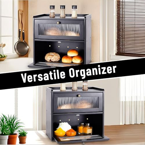 Panera grande doble de madera con puerta magnética para repostería 6