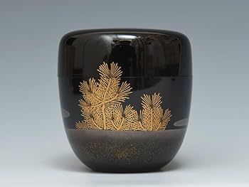 Amazon.co.jp: 蒔絵師中村湖舟(造)松蒔絵中棗共箱茶道具茶入漆芸