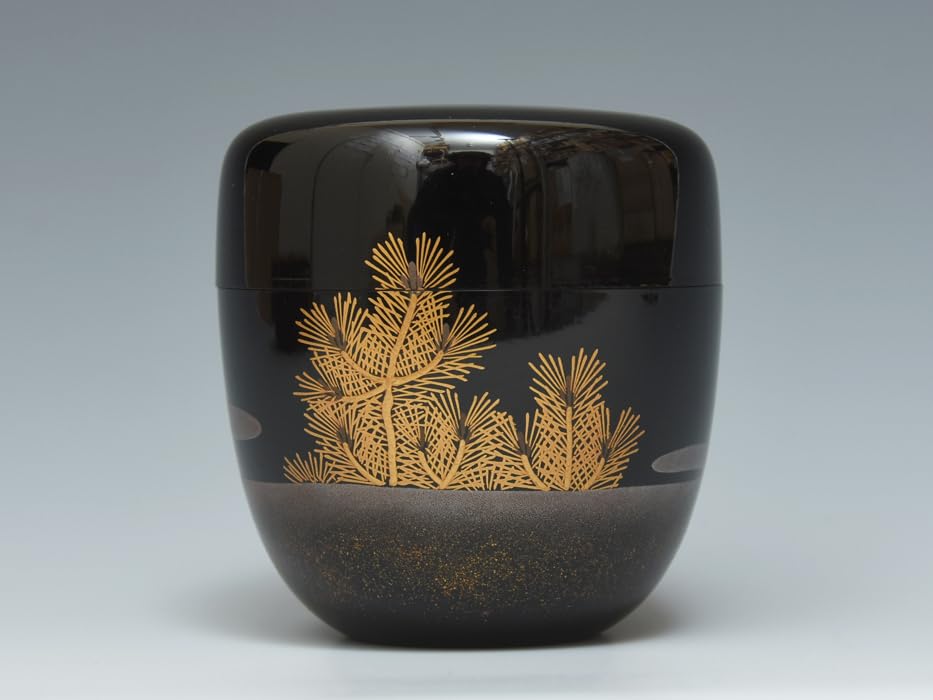 Amazon.co.jp: 蒔絵師中村湖舟(造)松蒔絵中棗共箱茶道具茶入漆芸