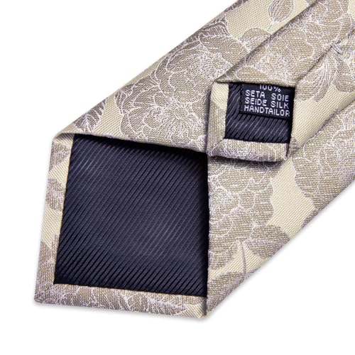 Image of DiBanGu Mens Paisley Tie Sets Silk Jacquard Woven Floral Necktie and Pocket Square Cufflinks Wedding Business Party