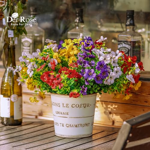 Der Rose 12 Bundles Fake Flowers, Artificial Flowers for Outdoors UV Resistant Colorful Silk Floral Stems for Garden Porch Patio Balcony Decor image 5