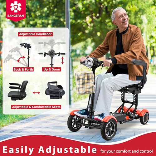 Image of Dragon Mobile EX Medical Power Sooter for Easy & Fun Mobility, Holds 300 lbs, Foldable Detachable Seat with Padded Armrests, Complies with FAA to Be On Airplanes - Matte Red