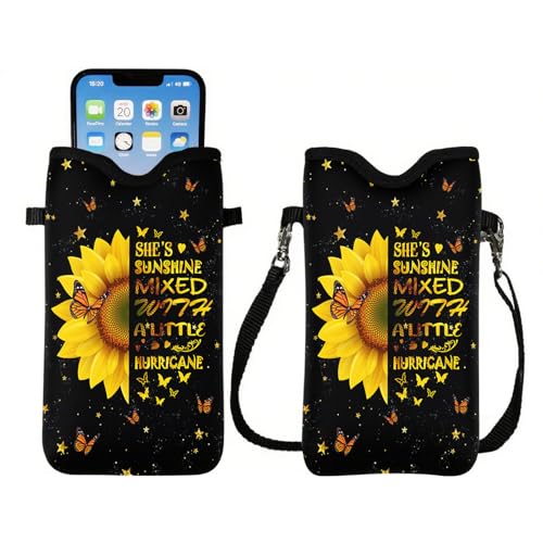 Image of Cell Phone Sleeve Pouch with Adjustable Strap - Sunflower