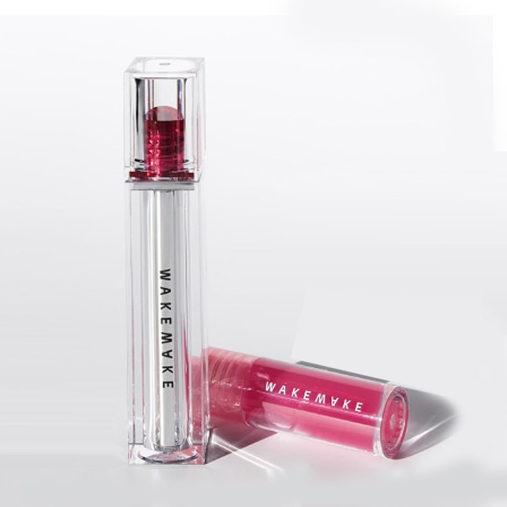 WAKEMAKE Glowing Gel Glow Tint - Dewy Syrub Oil Set, Korean Lip Tint - COOLISH CHERRY, 0.13 oz