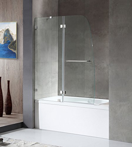 ANZZI Herald 48 x 58 inch Frameless Hinged Tub Door in Polished Chrome