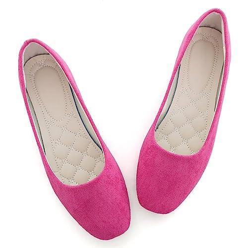 Image of ChaiRong Zhou Women Square Toe Ballets Flats Comfort Slip On Walking Shoes for Driving