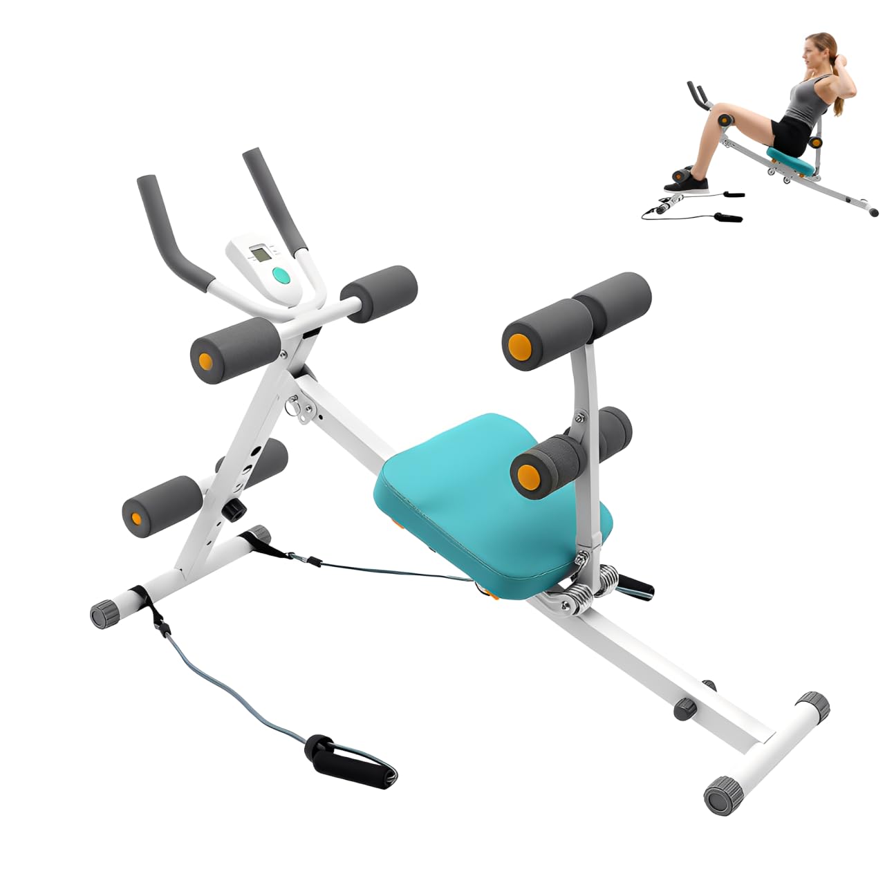 4 in 1 attrezzo multifunzione per l'allenamento addominale per casa, altezza e lunghezza regolabile, display LCD, capacità di carico 120 kg per famiglie, aziende, palestre