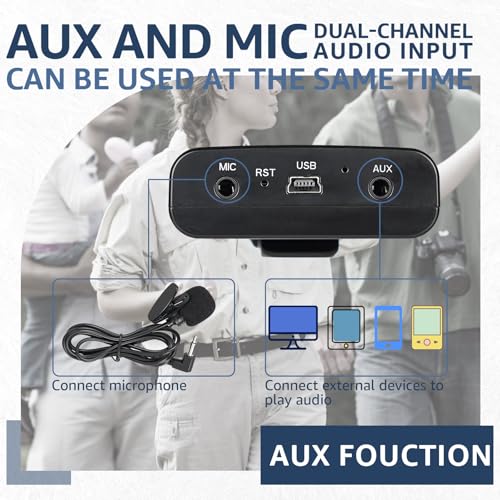 Retekess T130S(2nd Gen T130) Sistema de Audio para Guías Turísticas, Micrófono y Altavoz, Alcance Mejorado, Auriculares en D, Sistema Whisper para Iglesia y Escuela (1 TX 20 RX) miniatura 3