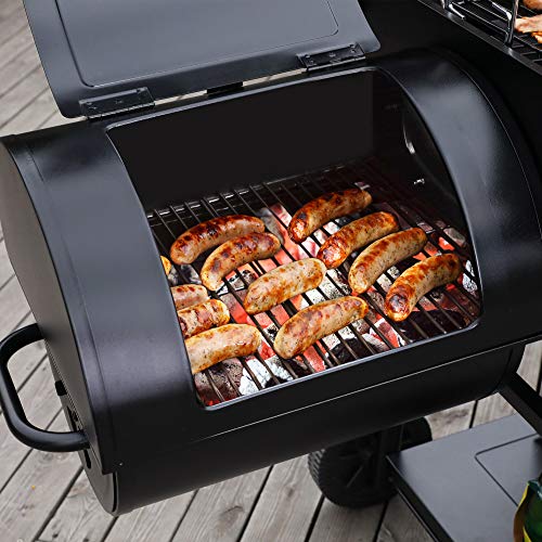 Royal-Gourmet-CC2036F-Barrel-Charcoal-Grill-with-Offset-Smoker-Outdoor-BBQ-Grill-with-1200-Sq-In-Grilling-Area-for-Large-Event-Gathering-Black Royal Gourmet CC2036F Barrel Charcoal Grill with Offset Smoker Outdoor BBQ Grill with 1200 Sq In Grilling Area for Large Event Gathering Black