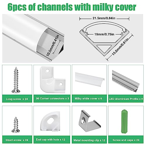 Led Profile V LED Aluminium Profile 6 x 1 m, LED Profile V-Shape LED Channels for LED ...