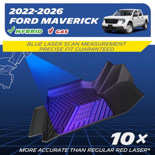 Image of Michelin Vehicle Mats for 2022-2026 Ford Maverick Hybrid (3 Piece) | Not Fit Gasoline, Custom Fit, Non-Slip, All-Weather TPE Liner, Premier Series 1st & 2nd Row
