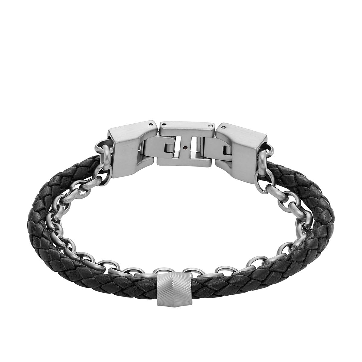 FossilPulsera Hombre, Pulsera de cuero All Stacked Up, L: 219mm, A: 12.5mm