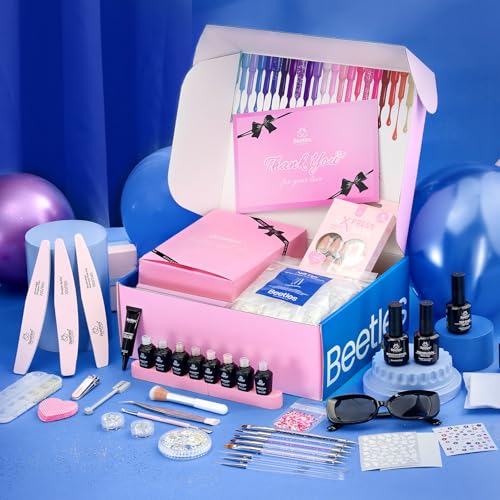 Image of Beetles Jelly Gel Nail Polish Set, Gift Box Nude Sands Collection 75 PCS | Jelly Nail Polish Kit Nude Pink Milky White Glitter Silver Cat Eye Base Glossy Matte Top Coat Gift for Women