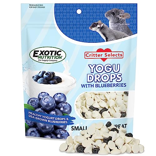 Yogu Drops With Blueberry - Healthy Natural Fruit & Yogurt Treat - For Sugar Gliders, Rats, Chinchillas, Ferrets, Parrots, Hamsters, Hedgehogs, Guinea Pigs, Rabbits & Small Pets (4.25 Ounce)