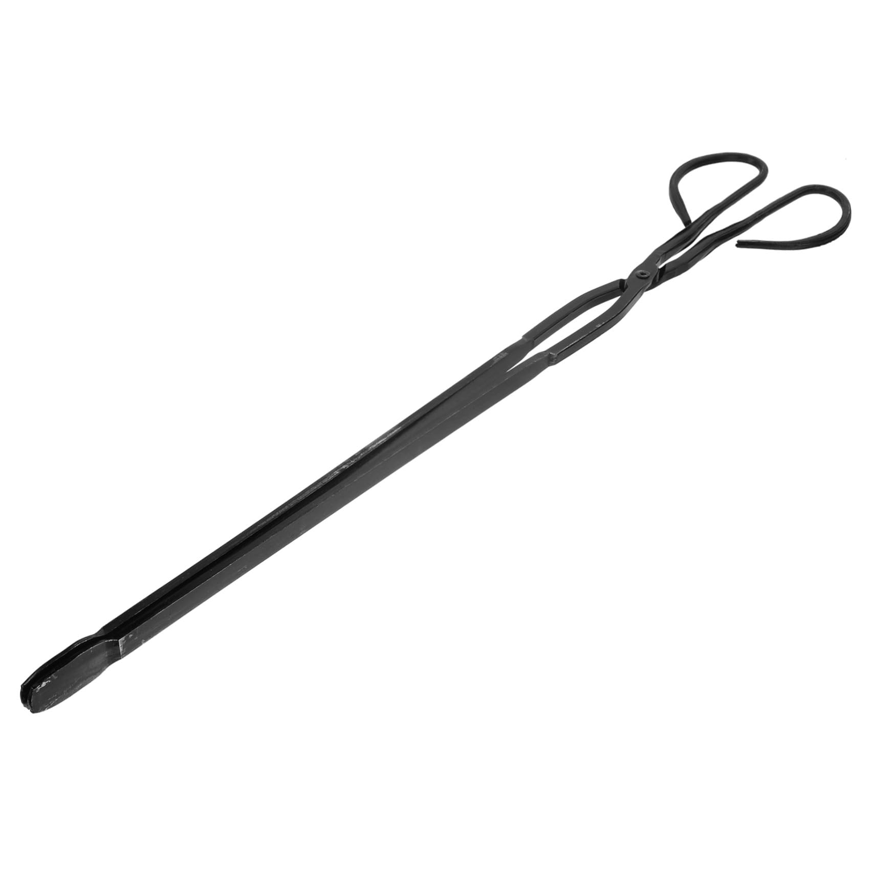 VICASKY Long Handle Charcoal Tong and Household Firewood Clamp for BBQ and Outdoor Fireplace, Medium Size Black Iron Barbecue Tool, Portable Coal and Charcoal Grilling Accessory for Style