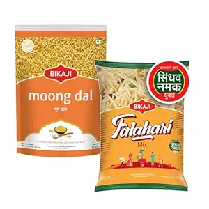 Moong Dal 1000g and Falhari Mix 200g Combo of 1200g (42.33Oz) – Authentic Indian Snacks Family Pack | Crunchy Namkeen, Party Mix, Bar Snacks & Tea-Time Treats