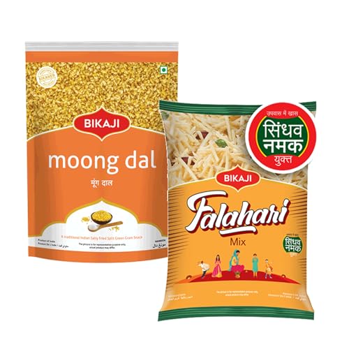 Moong Dal 1000g and Falhari Mix 200g Combo of 1200g (42.33Oz) – Authentic Indian Snacks Family Pack | Crunchy Namkeen, Party Mix, Bar Snacks & Tea-Time Treats