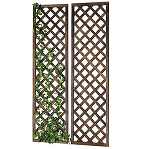 MyGift Brown Wood Wall Hanging Large Garden Trellis for Climbing Plants Outdoor with Lattice Design,Set of 2 MyGift Brown Wood Wall Hanging Large Garden Trellis for Climbing Plants Outdoor with Lattice DesignSet of 2