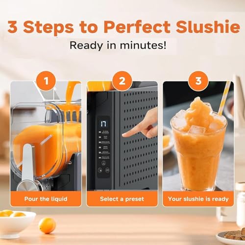 Slush Maschine, 1.6L Slushie Maschine für Zuhause,kein Eis erforderlich,mit Selbstreinigung, 6voreingestellte Programme, gefrorene Slushie, Margaritas, Frappés, Milchshake – Bild 7