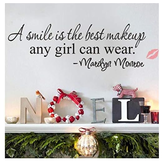1 st heminredning leende makeup konst Marilyn Monroe citat vinyl väggklistermärke dekal