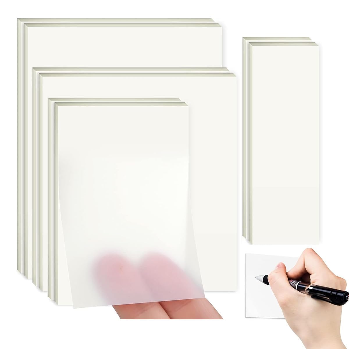UCRAVO 400 Sheets Transparent Sticky Notes Self Adhesive Clear Sticky Notes for Writing Marking,Annotating Waterproof Reusable Sticky Pads for Office School College Study Planner Journaling Book Tabs-image-5