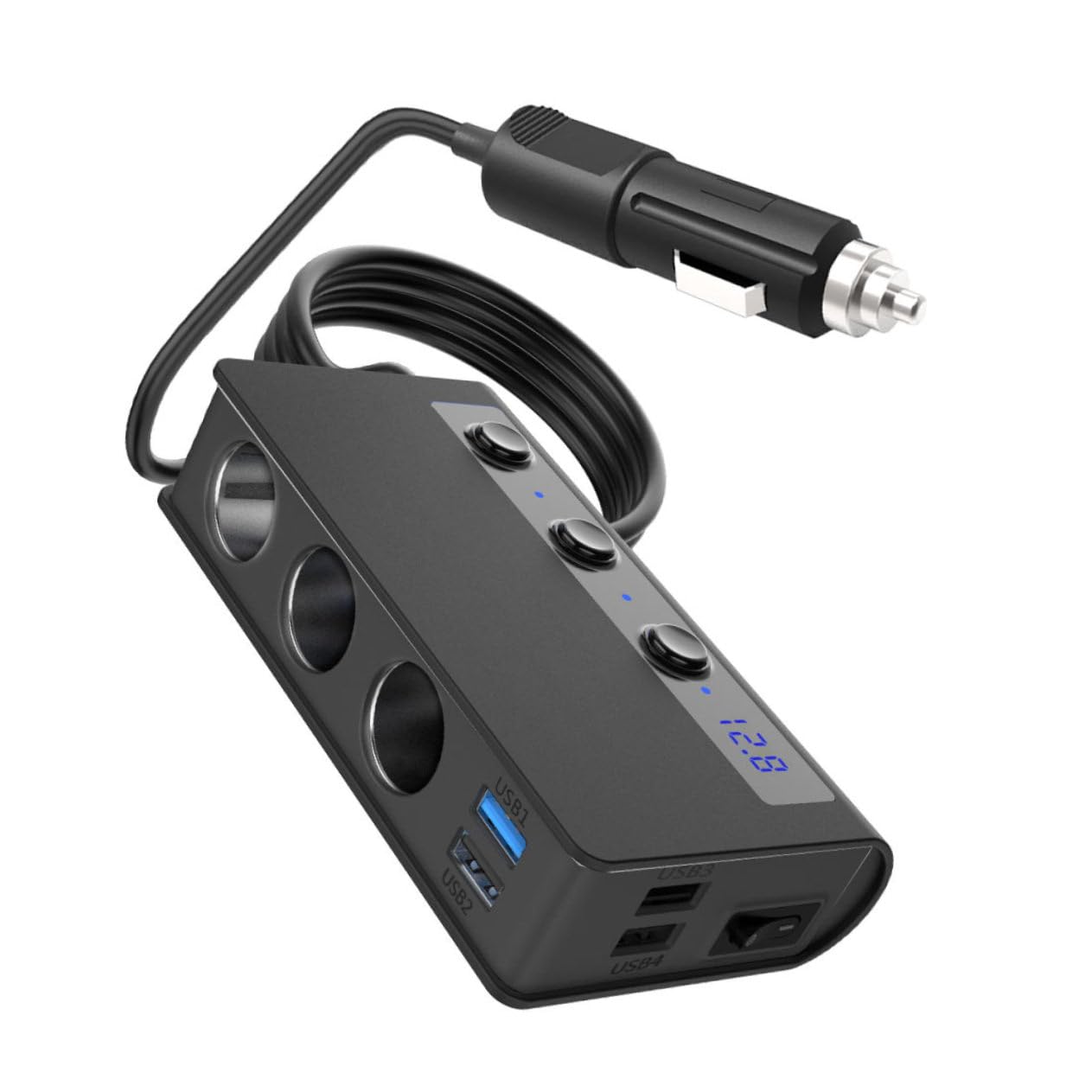 Angoily 180w Cargador De Coche USB y De Mechero Adaptador De División De De Protección contra Sobrecarga Compatible Dispositivos Móviles
