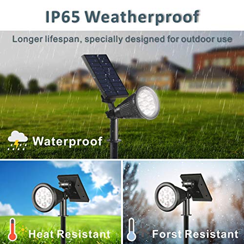Solar Landscape Spotlights, Bright 7 LED Solar Lights Outdoor, Dusk-to-Down Waterproof Landscape Lighting, Adjustable 2-in-1 Solar Powered Outdoor Wall Light for Flag Pole, Tree (6000K Bright White)