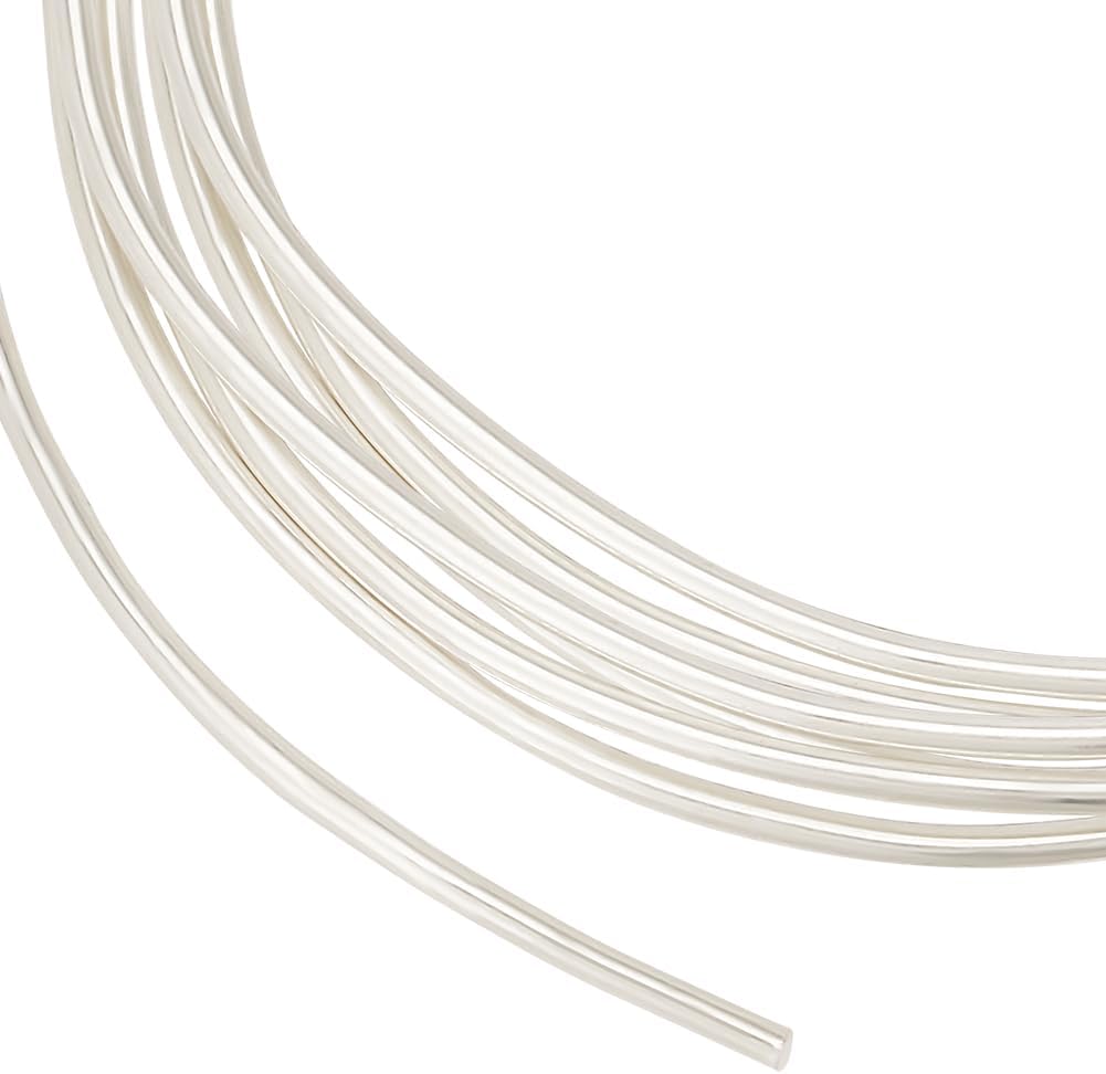 BENECREAT Sterling Silver Wire, 1mm/18 Gauge, 0.5m Round Craft Wire for Jewelry Making, Spool Projects, Bracelets and Earrings